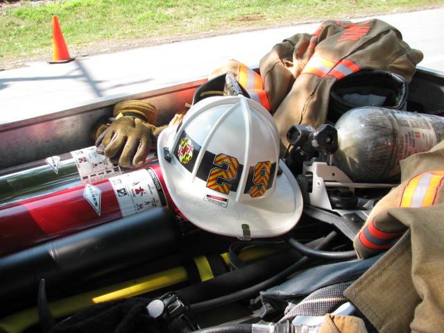 Mitch's new helmet sits in the back of the Recon Cart!